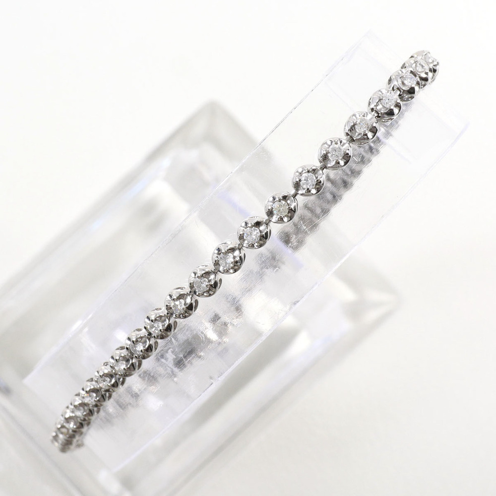 VINTAGE 14k Silver Diamond Charm Bracelet